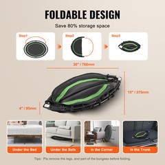 40″ Foldable Mini Fitness Trampoline Adults Indoor Exercise Rebounder