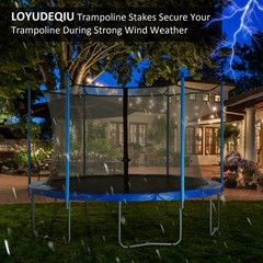 Heavy Duty Trampoline Stakes, High Wind Anchors, Galvanized Steel, U-Shaped Set