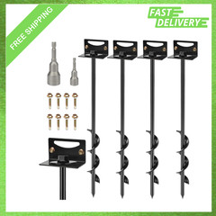 24 Inch Ground Anchors Set of 4 with Brackets Spiral Earth Anchors for
