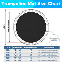 Durable Trampoline Replacement Mat for 12FT-15FT Frames, Water & UV Resistant