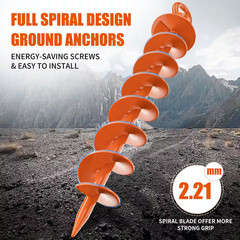 8 Pack Spiral Trampoline Anchors with Nut and Tool Swing Set Anchors Tent Stakes