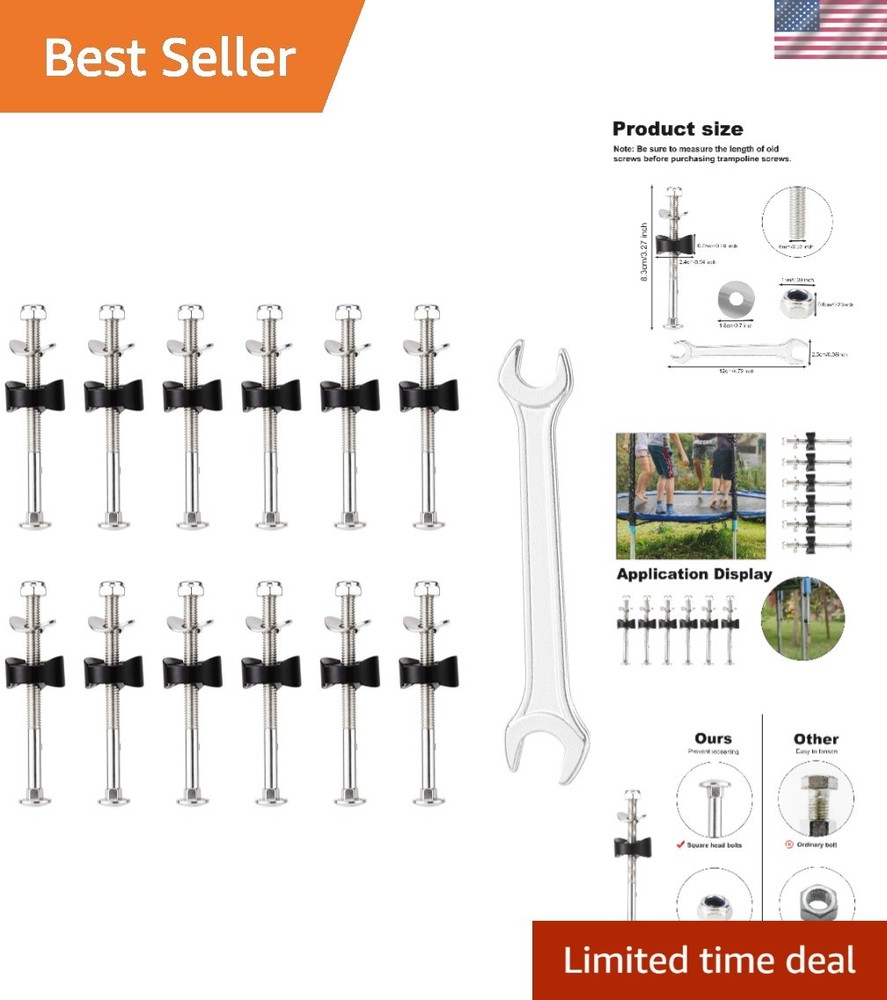 12 PCS Long Trampoline Screws and Bolts, Trampoline Bolts and Nuts, Trampolin…