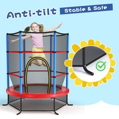 55″ Trampoline Kids Toddler Trampoline w/ All-round Safety Enclosure Net Blue