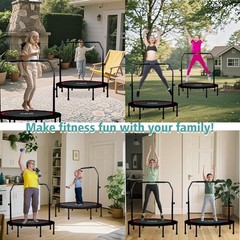 40″Foldable Fitness Rebounder Trampoline 5 Levels Height Adjustable Handle