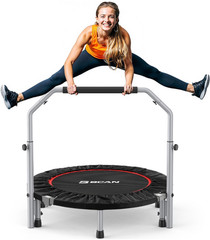 Mini Trampolín Fitness Plegable 40/48″ con Manillar Ajustable, Carga 330/440 lb