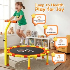 38” Toddler Trampoline,150lbs Capacity Mini Trampoline for Kids Orange Yellow
