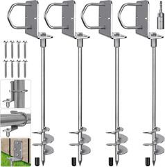 Multi-Purpose Trampoline Stakes Anchors, 3” Wider Spiral Ground Anchors Screw I