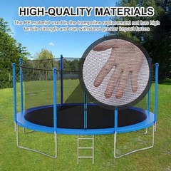 Trampoline Safety Net 6FT 8FT 10FT 12FT 14FT 15FT 16FT Round 14FT-8Poles Black
