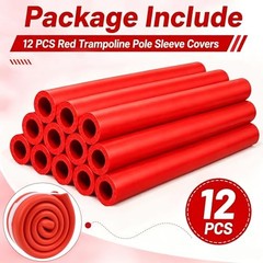12 Pack Red Trampoline Pole Sleeve Covers 35.4 x 1.26 inches, Upgraded NBR