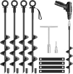 18 Inch Ground Anchors 4 Packs Heavy Duty Fully Welded Trampoline Stakes Scre…