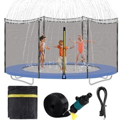 Trampoline Net Replacement with Sprinkler 14Ft Safety Enclosure Net Weather