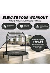 HolaHatha 48 Inch Foldable Mini Fitness Trampoline with Adjustable Handle, Black