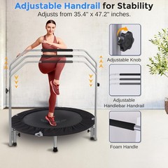 40” Foldable Mini Trampoline for Adults – Compact Fitness Rebounder for 330lbs