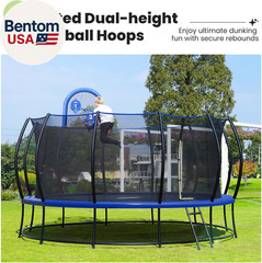 1800LBS Capacity No-Gap Design 16 15 14 12FT Trampoline with Safety Enclosure Ne