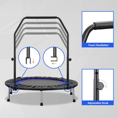 Hyd-Parts 40″ 48″ Mini Trampoline for Adults and Kids Exercise Rebounder with Ad
