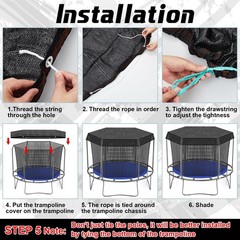 Trampoline Cover Round 6 Holes Black Sunshade Tent Top Cover Sunblock Shade C…