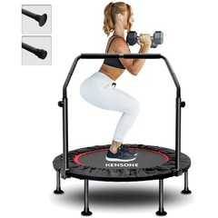 Foldable Mini Trampoline, Adjustable Foam Handle, 32 Springs