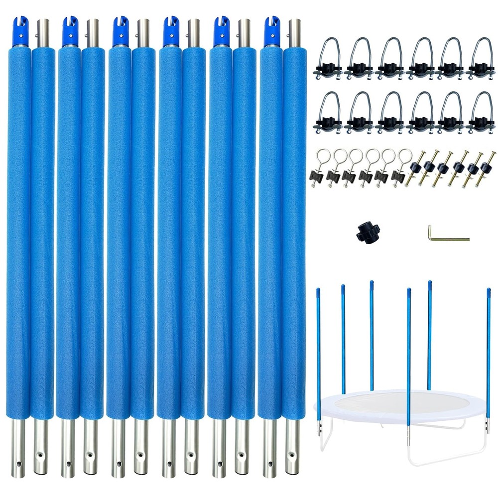 Universal Trampoline Enclosure Poles Come with Clamps, Screws and Bolts, Plac…