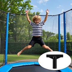 6pcs Trampoline Pole Covers & T-Tube Connectors, Black Plastic End Caps for Net