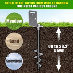 6 Pack 30″ Ground Anchors Screw in Shed Anchor 2.8″ Wide Tapered Spiral Tramp…