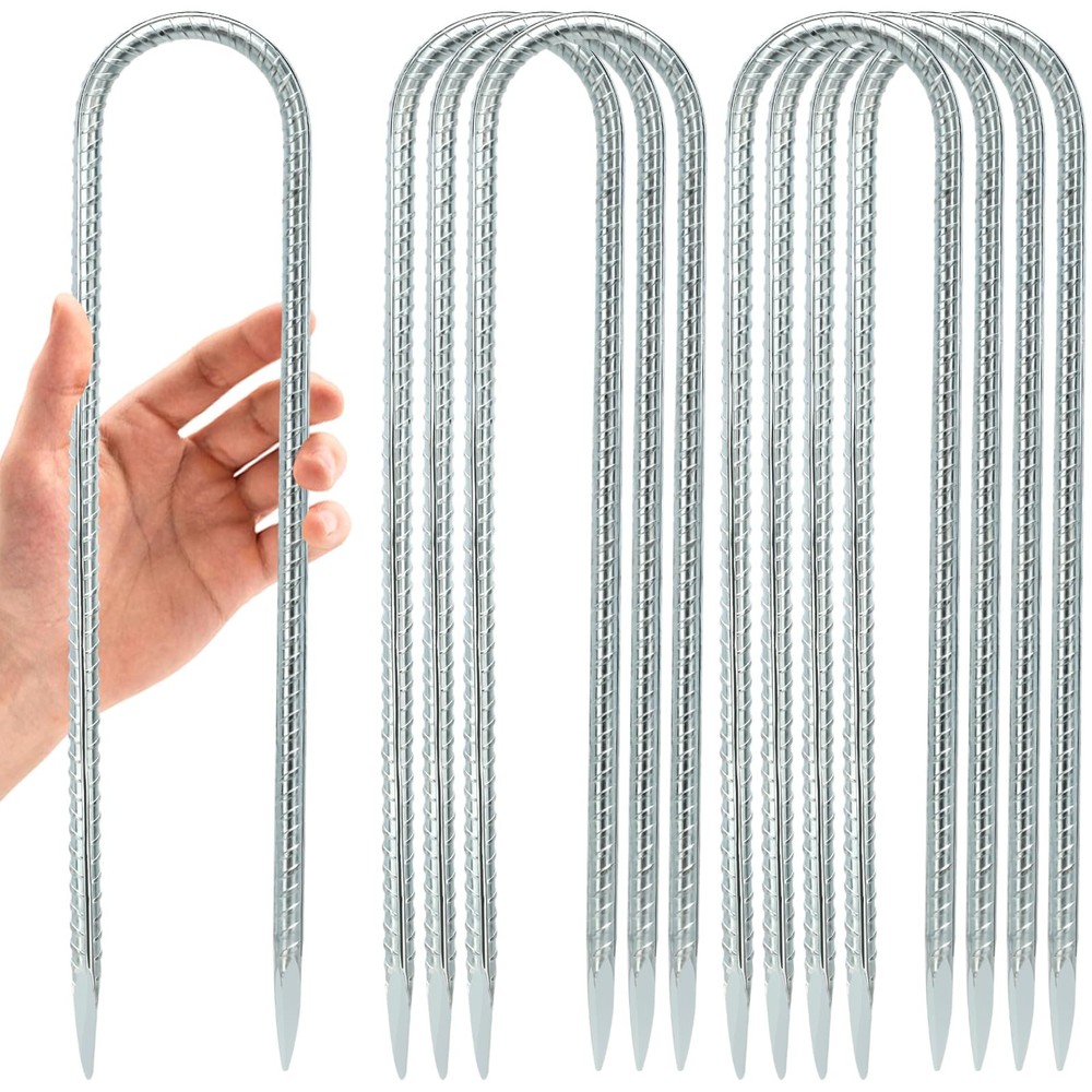 Kiivakii 12 in 8 Pack Trampoline Anchors, 12 INCH-8 PCS, Silver