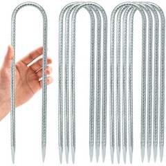 Kiivakii 12 in 8 Pack Trampoline Anchors, 12 INCH-8 PCS, Silver