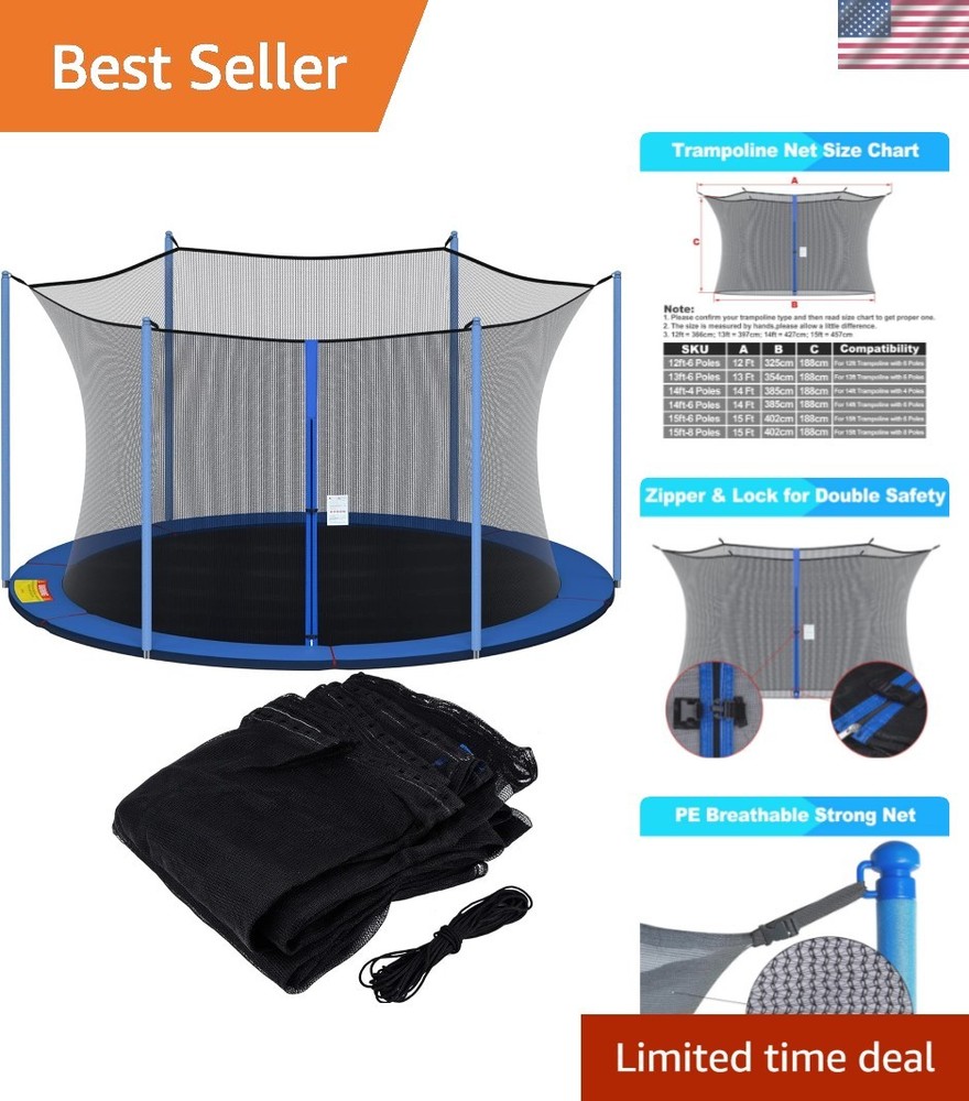 Trampoline Net Replacement, 12ft 13ft 14ft 15ft Round Frame Trampoline Safety…