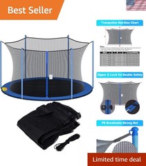 Trampoline Net Replacement, 12ft 13ft 14ft 15ft Round Frame Trampoline Safety…