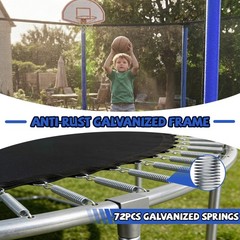 14FT Trampoline with Enclosure Net Outdoor Sports Fitness Equipment