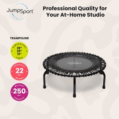 JumpSport 220 in-Home Cardio Fitness Rebounder, 39″ Mini Trampoline (Open Box)