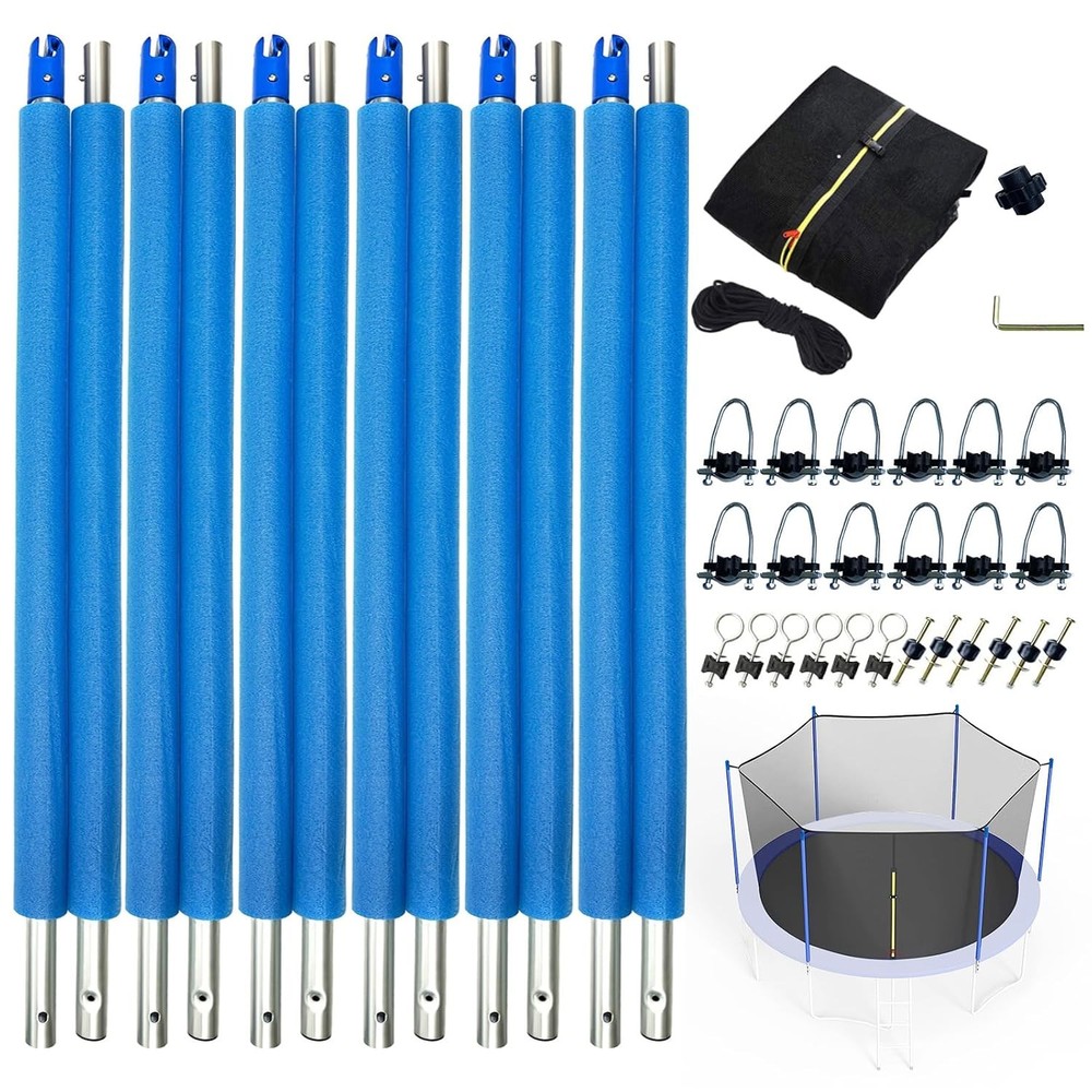 15FT Trampoline Replacement Net and Enclosure with Clamps and Hardware