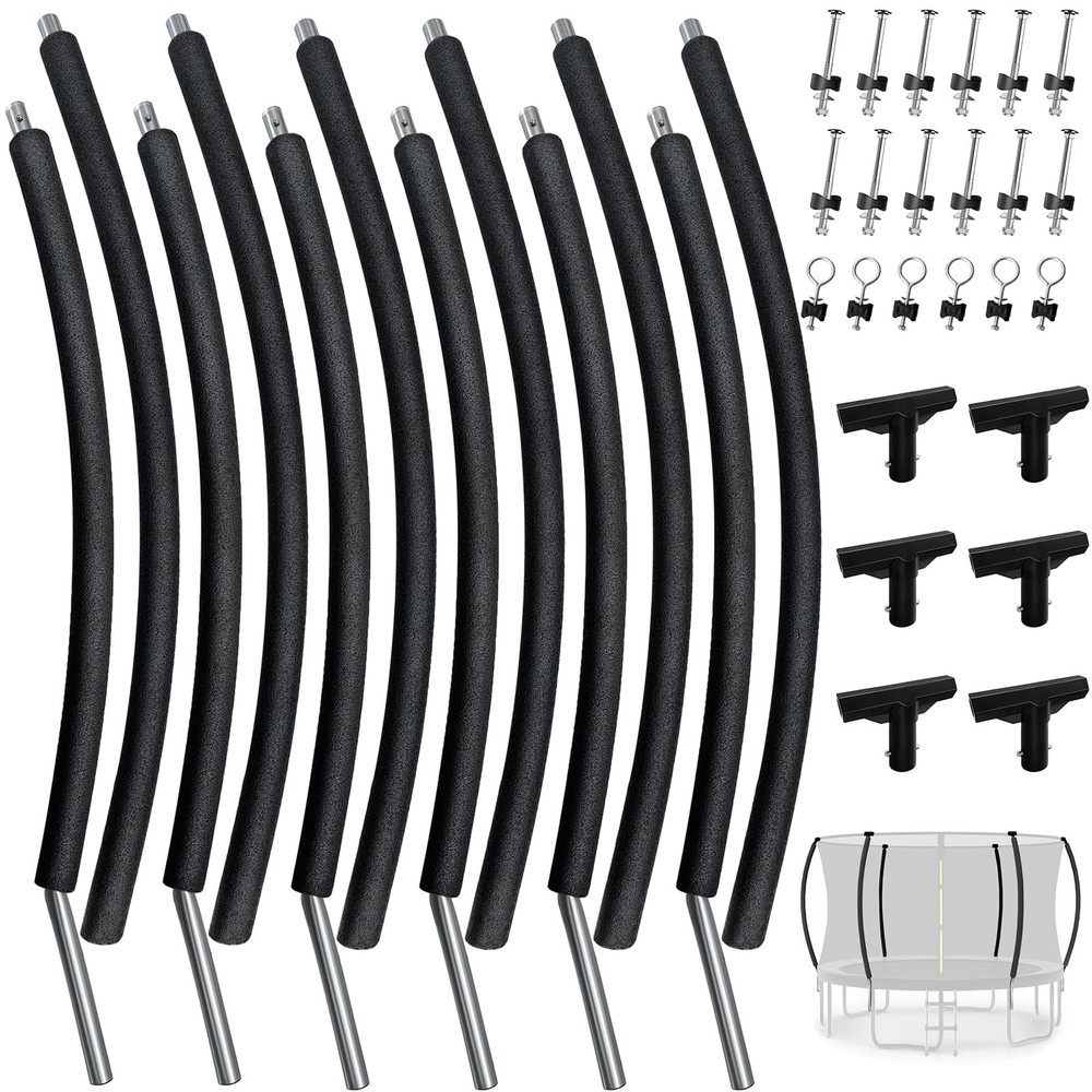 6 PCS Trampoline Curved Pole , Universal Curved Enclosure Net Poles for 8-16f…