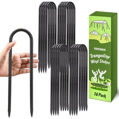 NONMON 12 Inch 16 Pack Ground Anchors Heavy Duty Rebar Stakes Garden Stakes U…