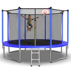 14FT Trampoline with Enclosure Net Outdoor Sports Fitness Equipment