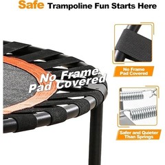 Indoor Outdoor Fitness Trampoline 330LBS Capacity Foldable Quiet Exercise 40″