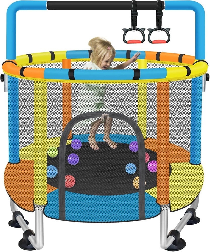 Toddler Trampoline Ages 1 8 55 Inch Enclosure Gymnastics Bar Indoor