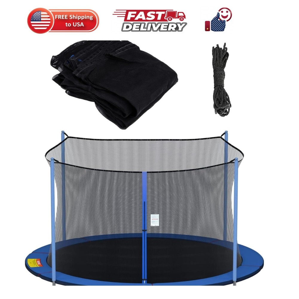 Round Trampoline Replacement Safety Net for 6 Straight Poles | UV-Resistant, …