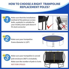 12 Ft Trampoline Curved Pole Replacement with Enclosure Net and Hardware