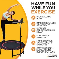 LEAPS & REBOUNDS 40″ Adjustable Stabilizer Bar for Fitness Trampolines, Bar Only