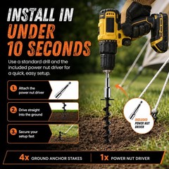 Ground Anchors Screw in Heavy Duty – 4 Pack with Power Nut Driver Drill Bit, …