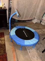 Skybound Fitness Rebounder Trampoline w/ Handlebar, Blue/Light Blue/Black