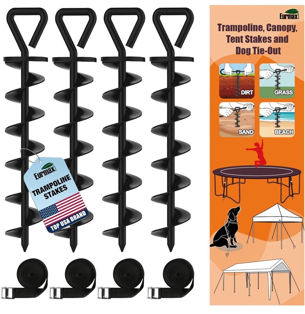 USA Trampoline Stakes Ground Anchor Heavy Duty Corkscrew Steel Tents High Wind