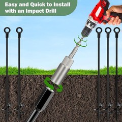 30” Ground Anchors Kit Heavy Duty, Galvanized Steel Anchors with Cable & Turnbu