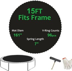 15FT Replacement Trampoline Mat，96 V RING 7″ SPRING