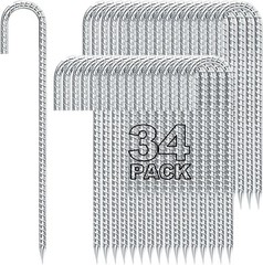 12 inches Tent Stakes Heavy Duty 34-Pack, 5/16″ Diameter J Hook Fence Stakes …