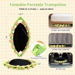 36” Mini Trampoline for Kids 3-6, Foldable & Spring-Free, Yellow & Green