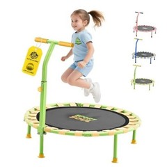 36” Mini Trampoline for Kids 3-6, Foldable & Spring-Free, Yellow & Green