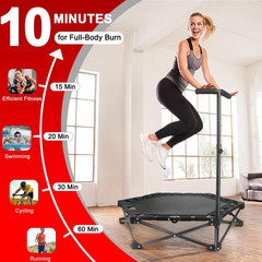 Foldable Mini Trampoline — One-Step Fold & Open, 42″ Rebounder Trampoline for Ad