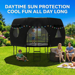12FT Trampoline round Tent(Tent ONLY) Fits 12FT Frame 8 Curved Poles with LED Li