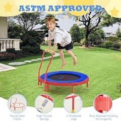 Mini Trampoline for Kids 3-6 with Super Safe Foam Handle Bar, 3ft Red & Blue